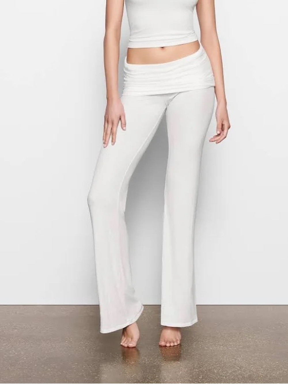 Skims Soft Lounge Ribbed Fold Over Pant in Marble Size Large NWT MSRP $68